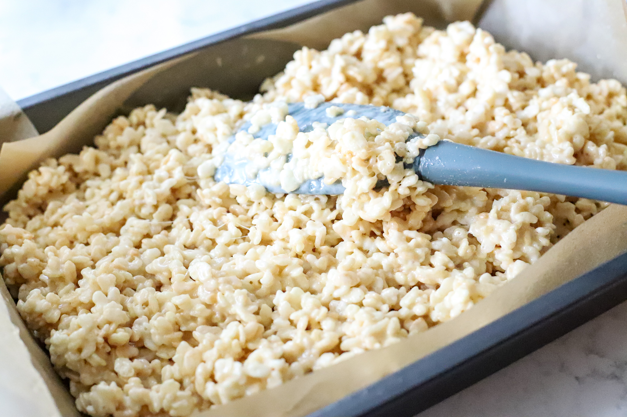 Rice Krispies Treats in a pan