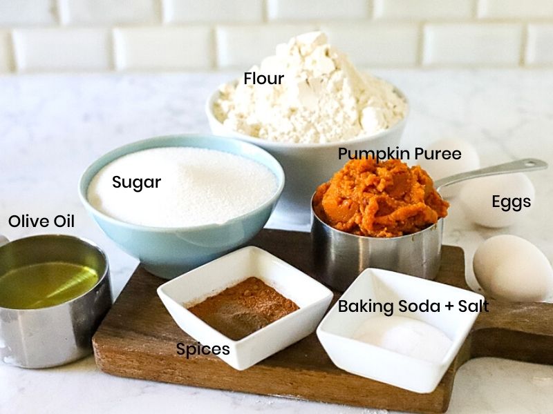 Ingredients for moist pumpkin bread