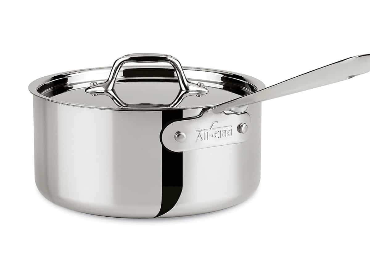 Image of a stainless steel sauce pan.