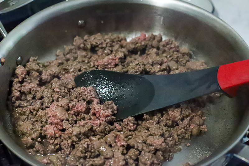 ground beef being cooked