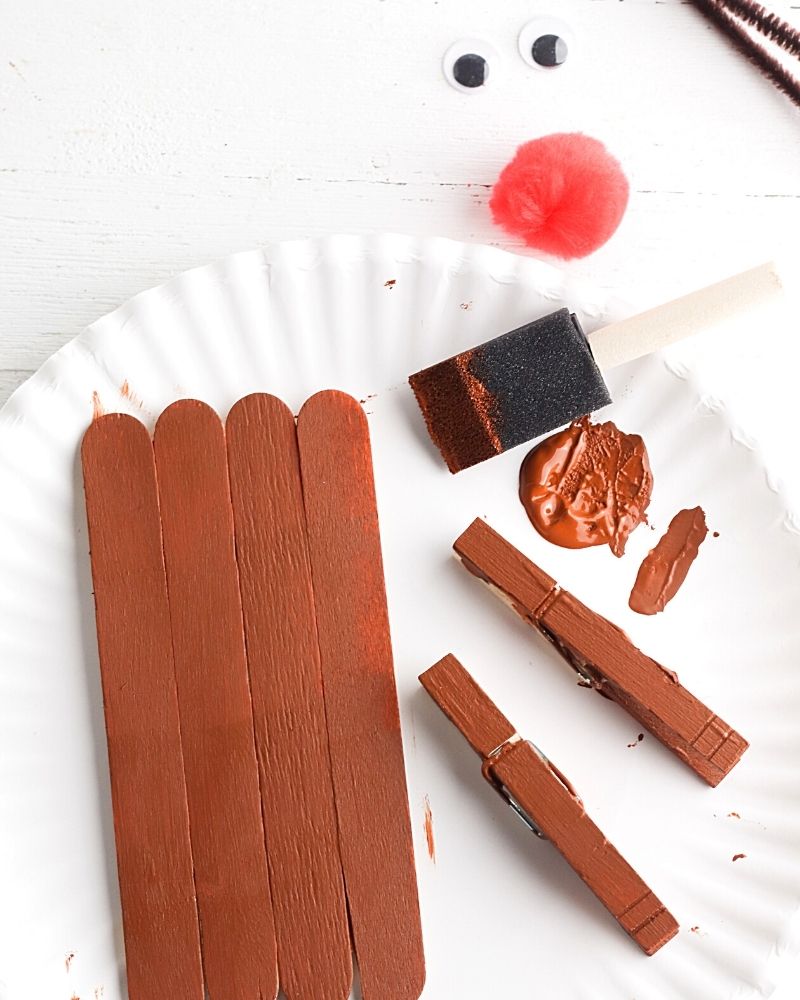 Popsicle sticks painted brown