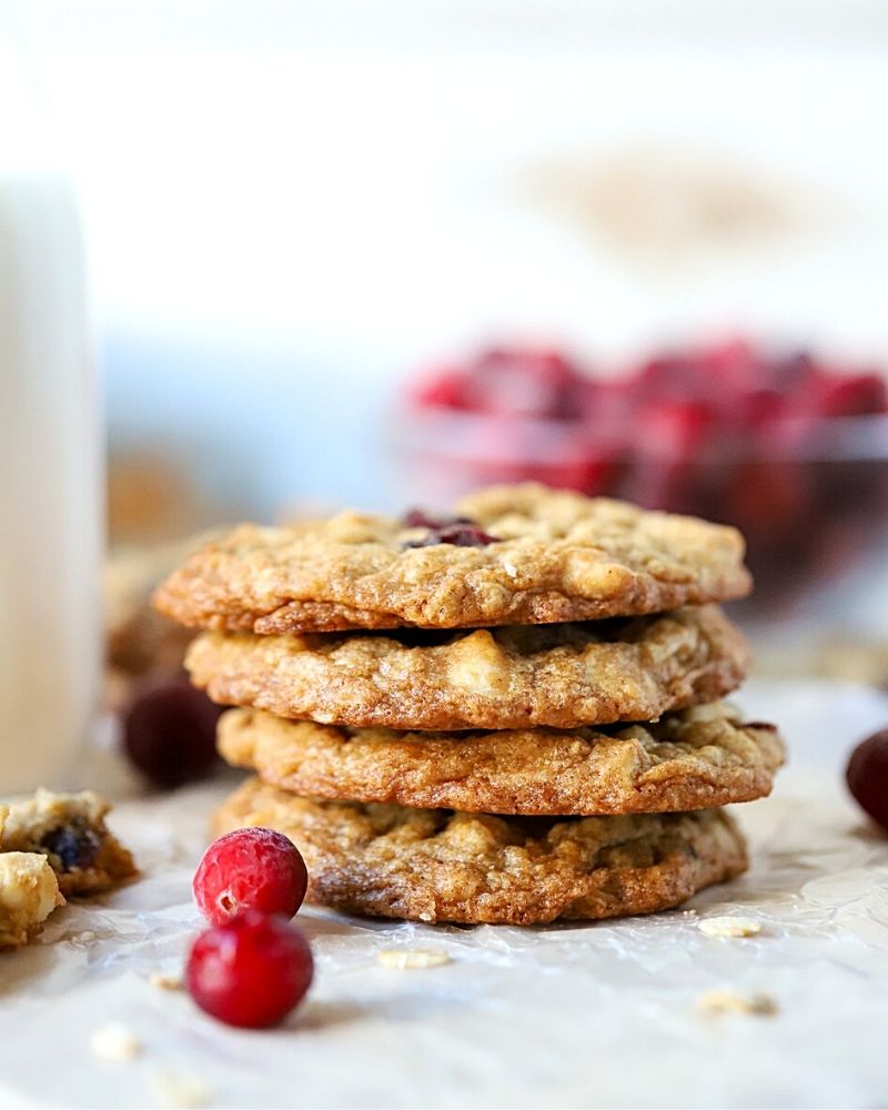 cookies with cranberries in front of them