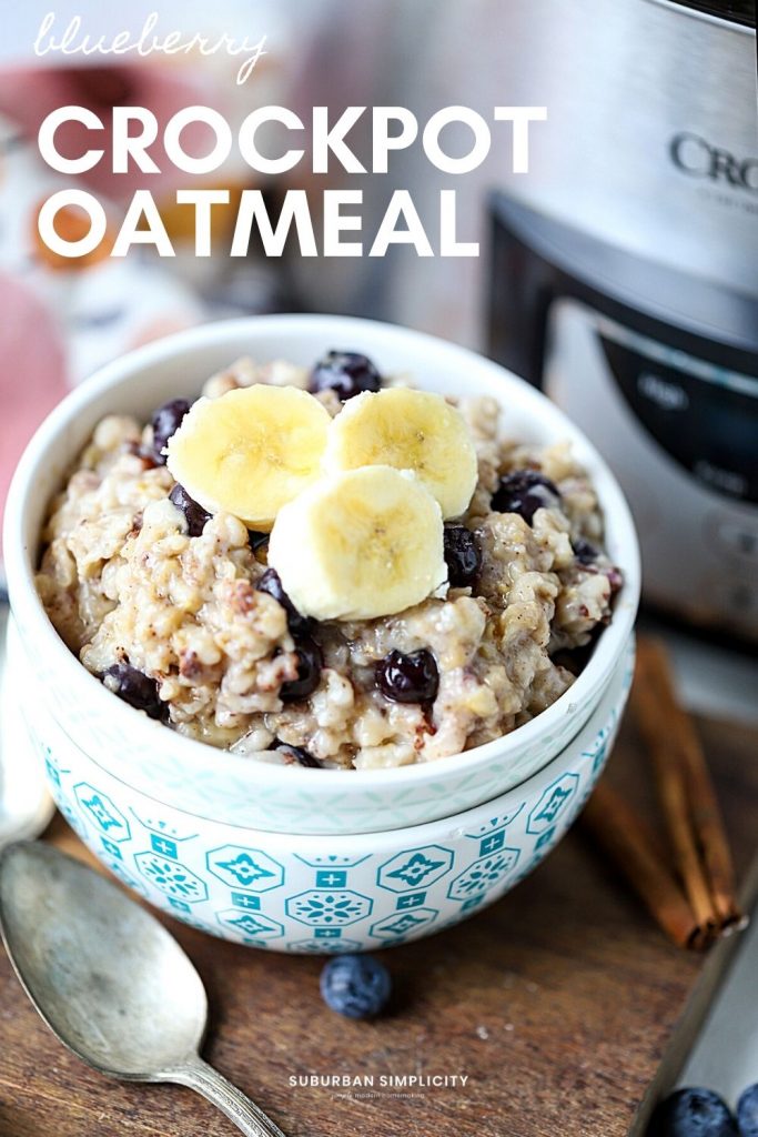 Easy Blueberry Crockpot Oatmeal - Suburban Simplicity