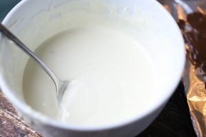 white chocolate melted in a bowl