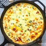 Sausage Frittata in a cast iron pan.