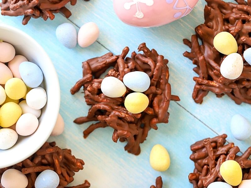 top down shot of easter nest cookies