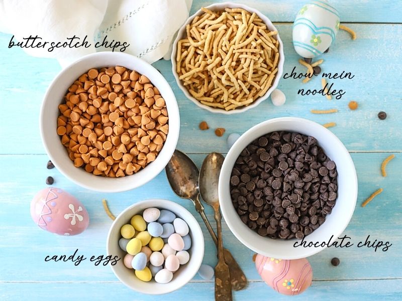 Ingredients for chocolate easter nests