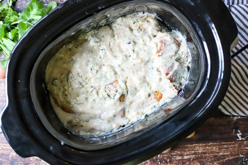 ingredients for ranch pork chops in the crockpot