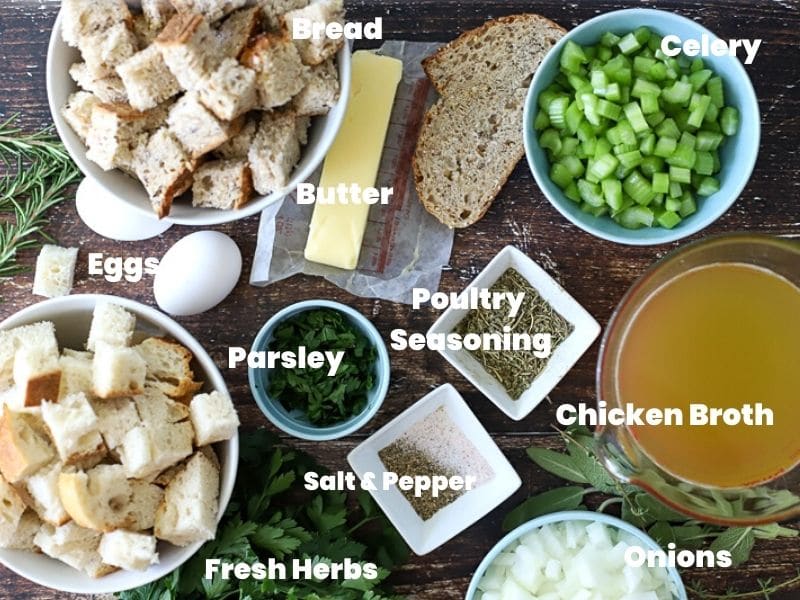 ingredients to make turkey stuffing