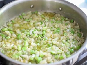 onions and celery sautéing