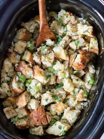 cooked Crockpot stuffing