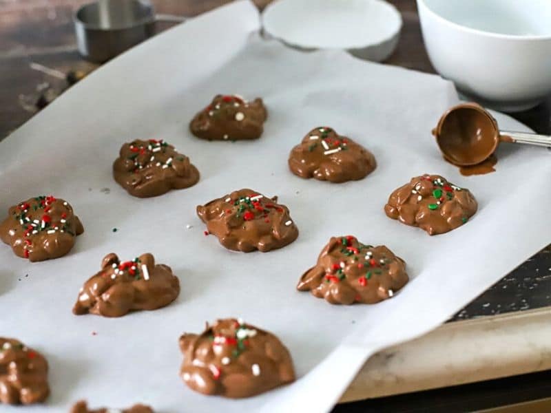 slow cooker candy on a baking sheet