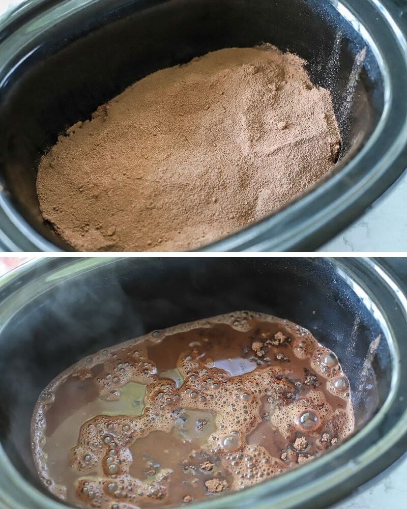 layering of ingredients for lava cake