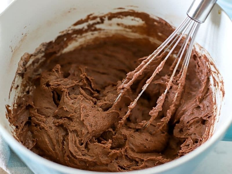 chocolate cake batter in a bowl