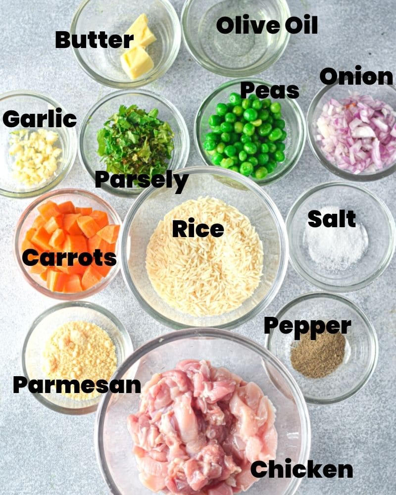 ingredients to make chicken and rice