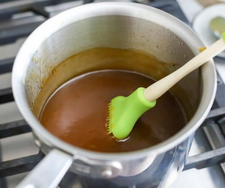 brown sugar glaze in a pot