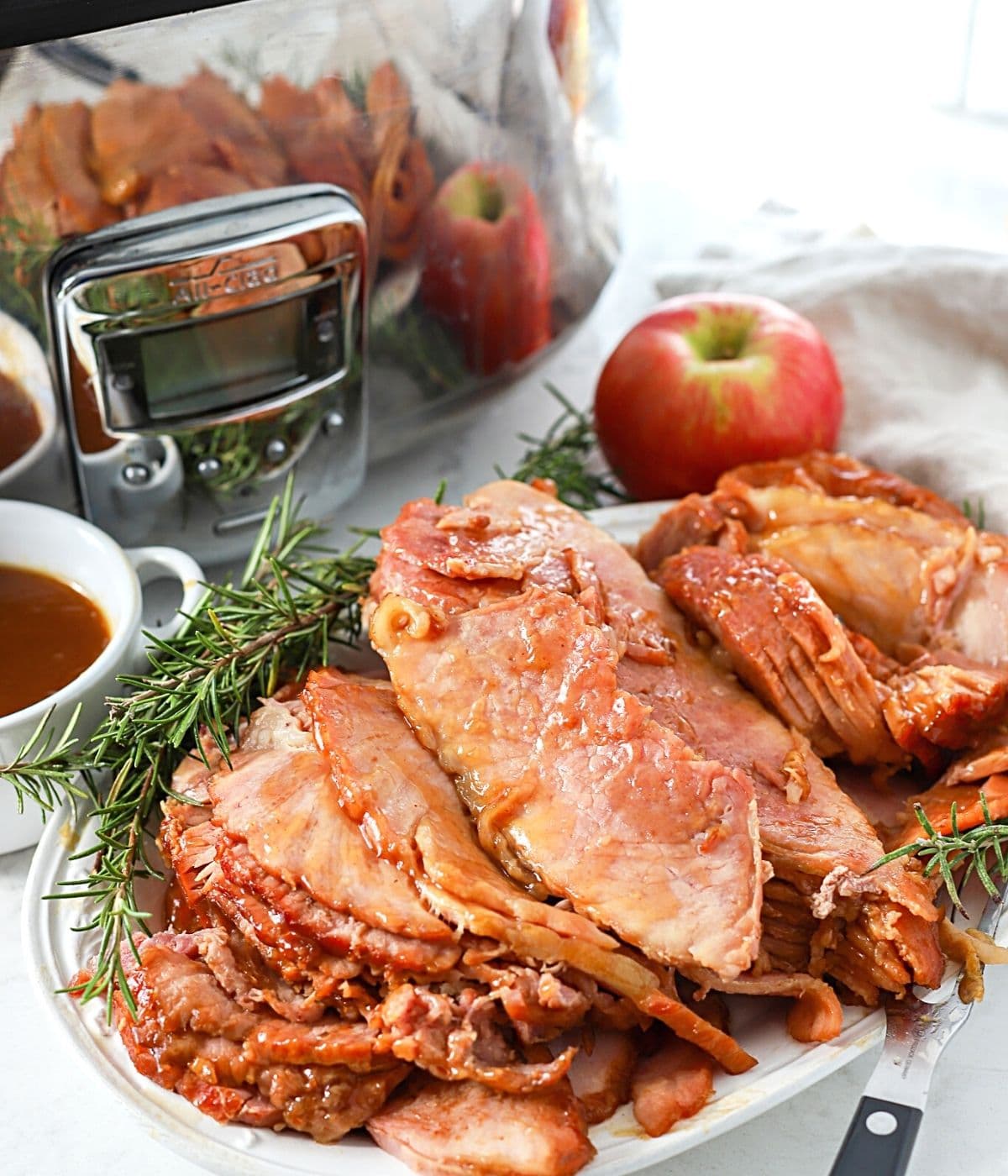 sliced spiral ham on a plate