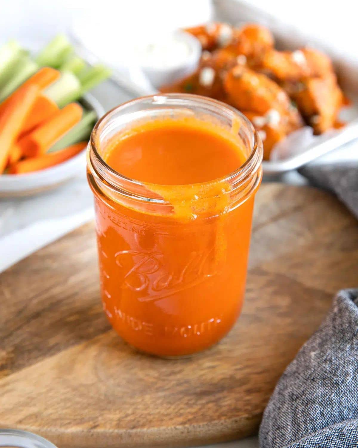 Buffalo sauce in a jar.