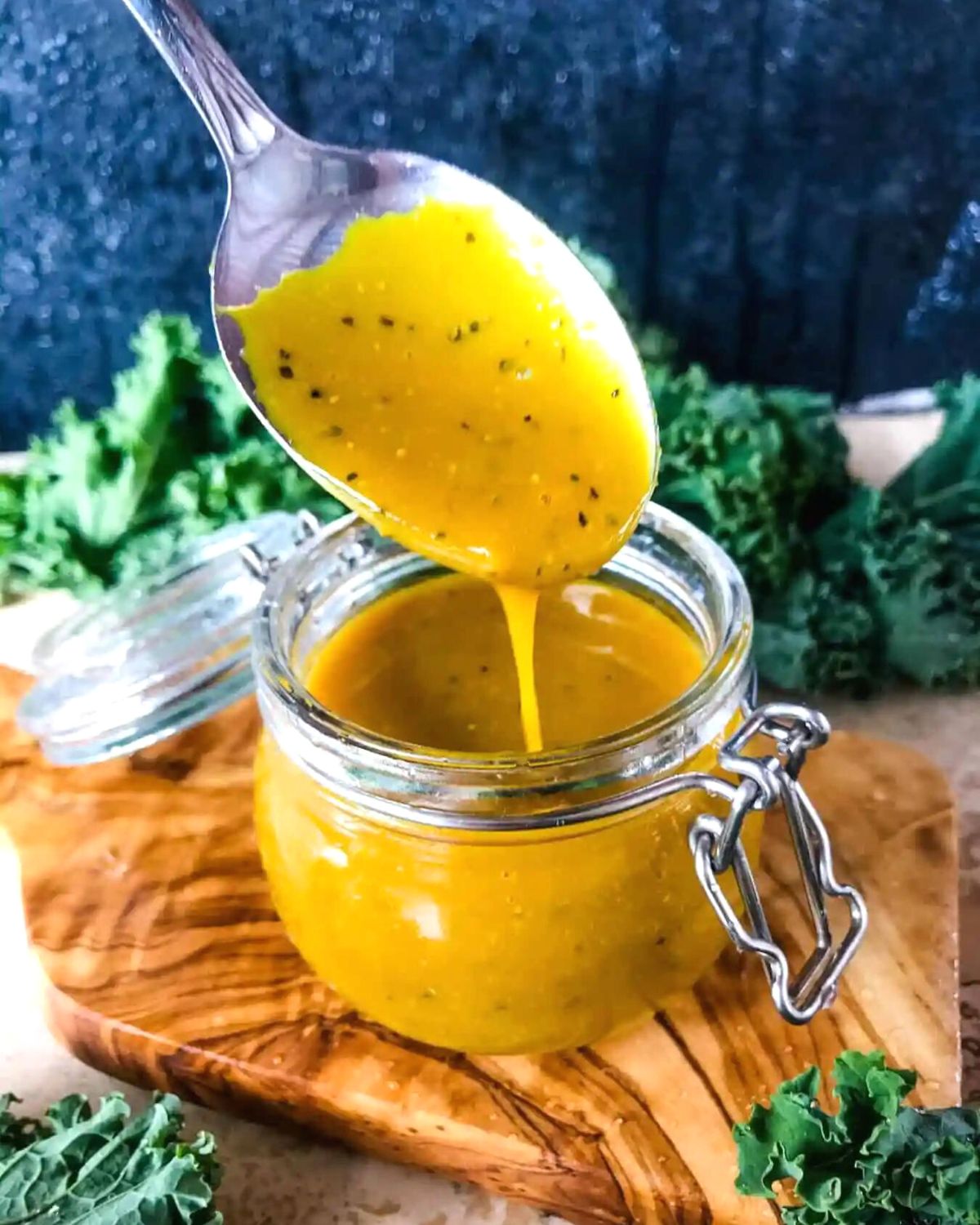 Honey mustard sauce in a jar.