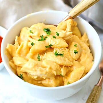 Big bowl of buffalo mac & cheese.