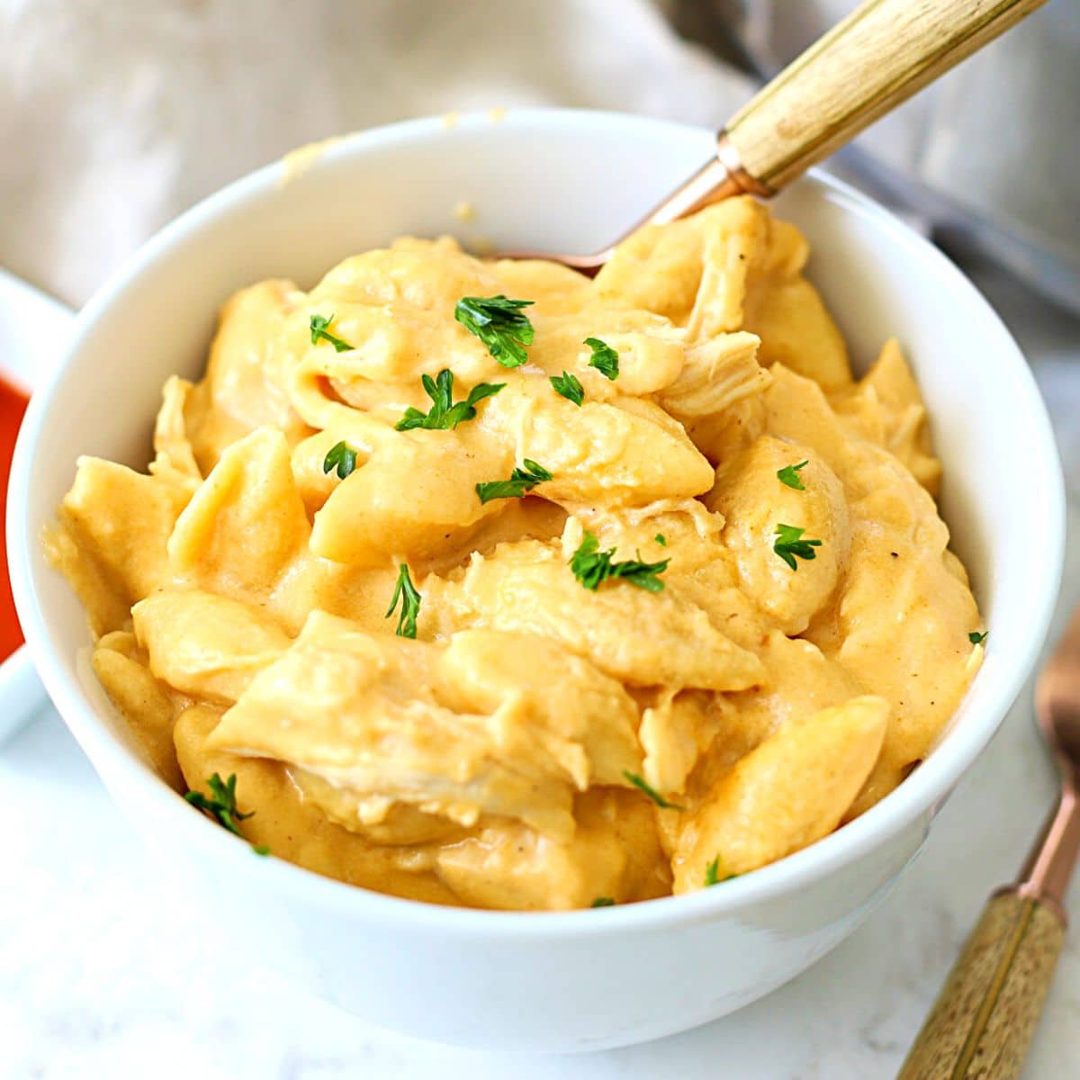 Big bowl of buffalo mac & cheese.