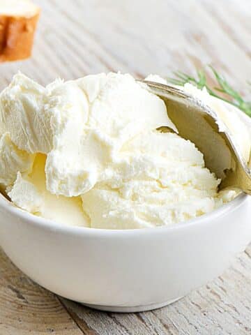 cream cheese in a bowl.