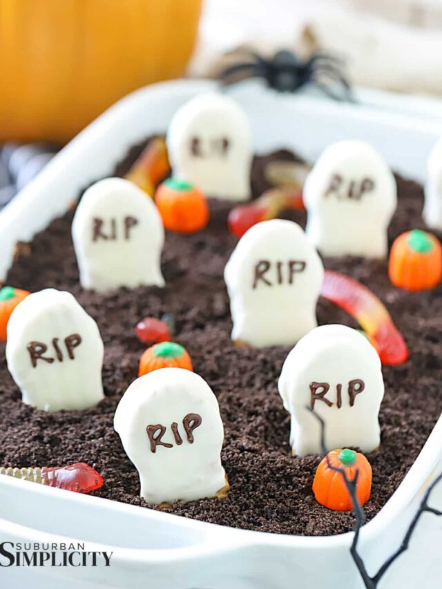 Oreo Dirt Cake with Tombstones.