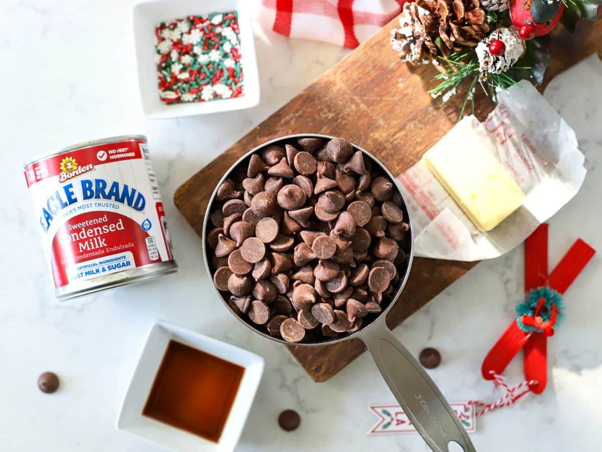 Ingredients for chocolate fudge.