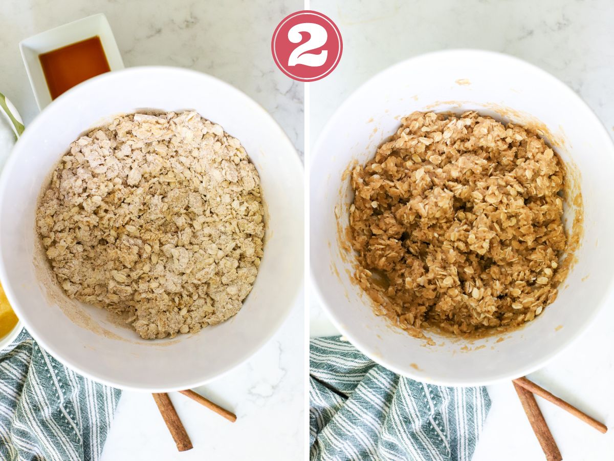 Dough for the base of an apple oat bar.