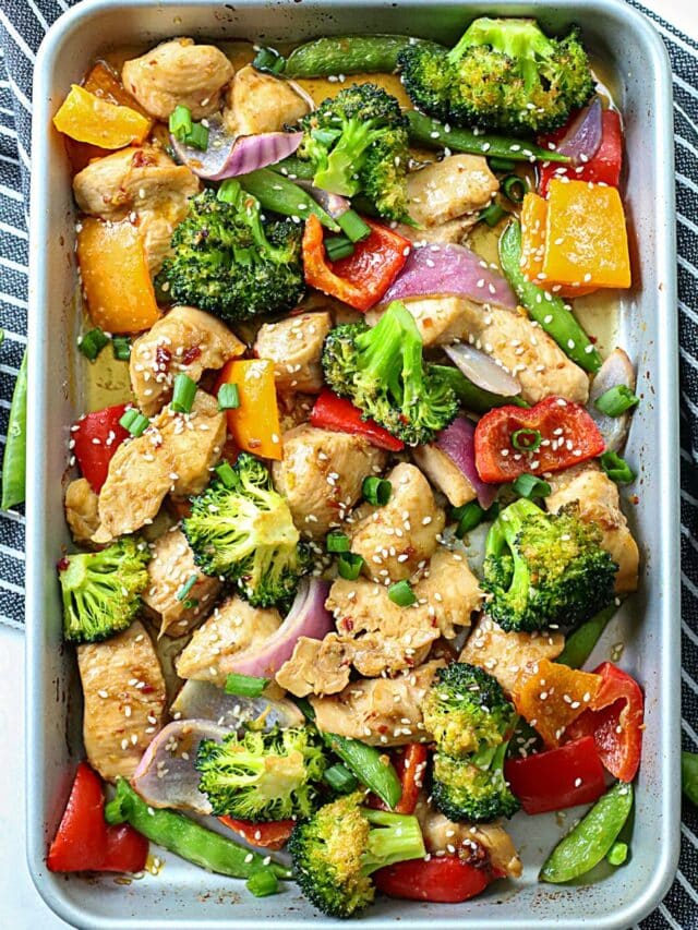 Easy Sheet Pan Sesame Chicken Recipe - Suburban Simplicity