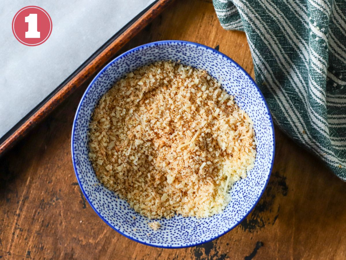 A parmesan and spice pork chops rub mix in a bowl.