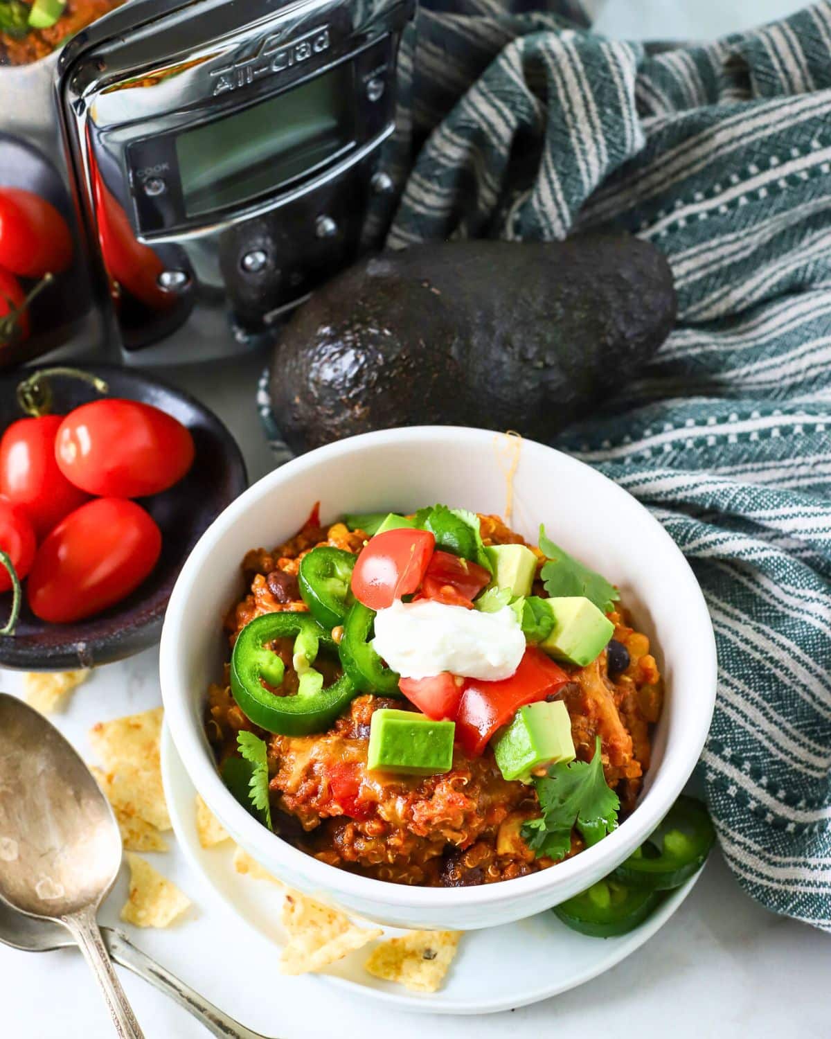 Crockpot Mexican casserole in a bowl.