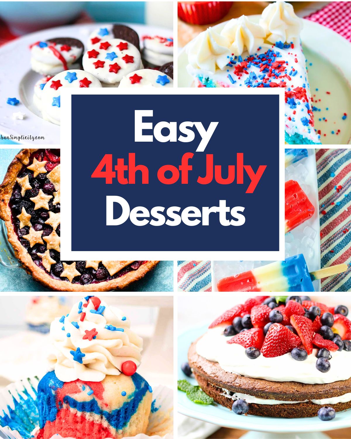 A collection of 4th of July desserts.