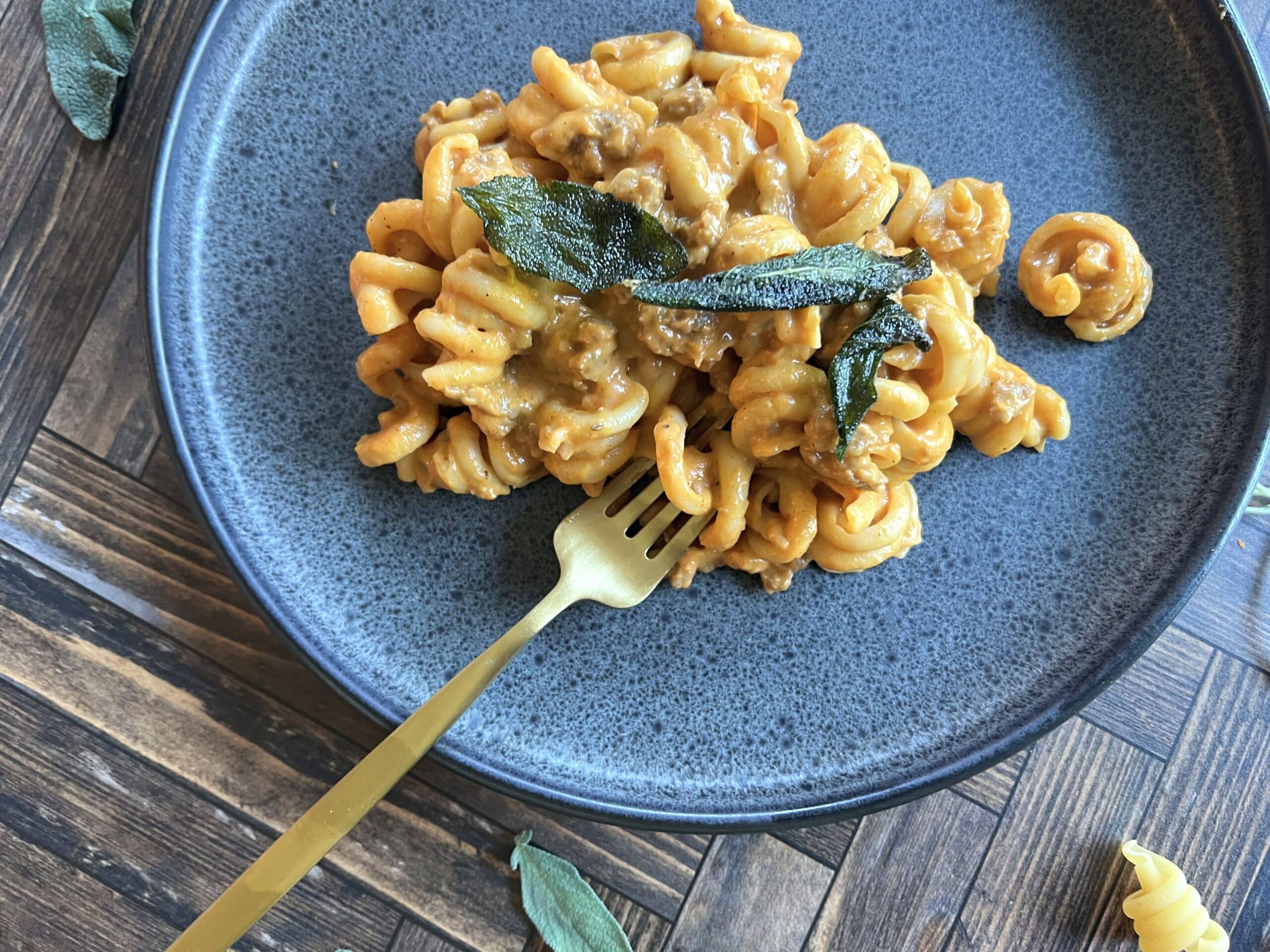 Pumpkin, Sausage, and Sage Pasta Horizontal Image