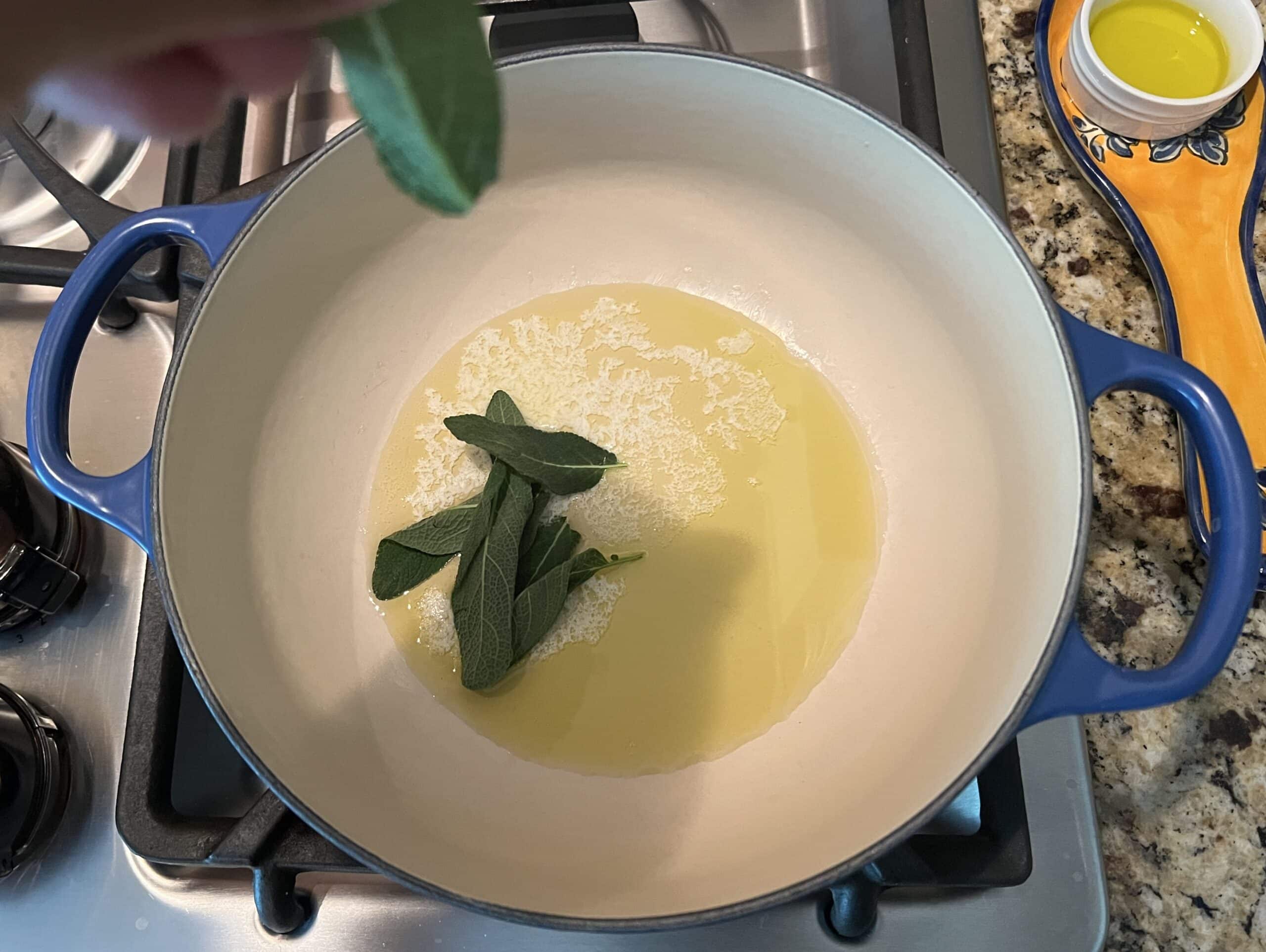 Sage leaves in oil and butter