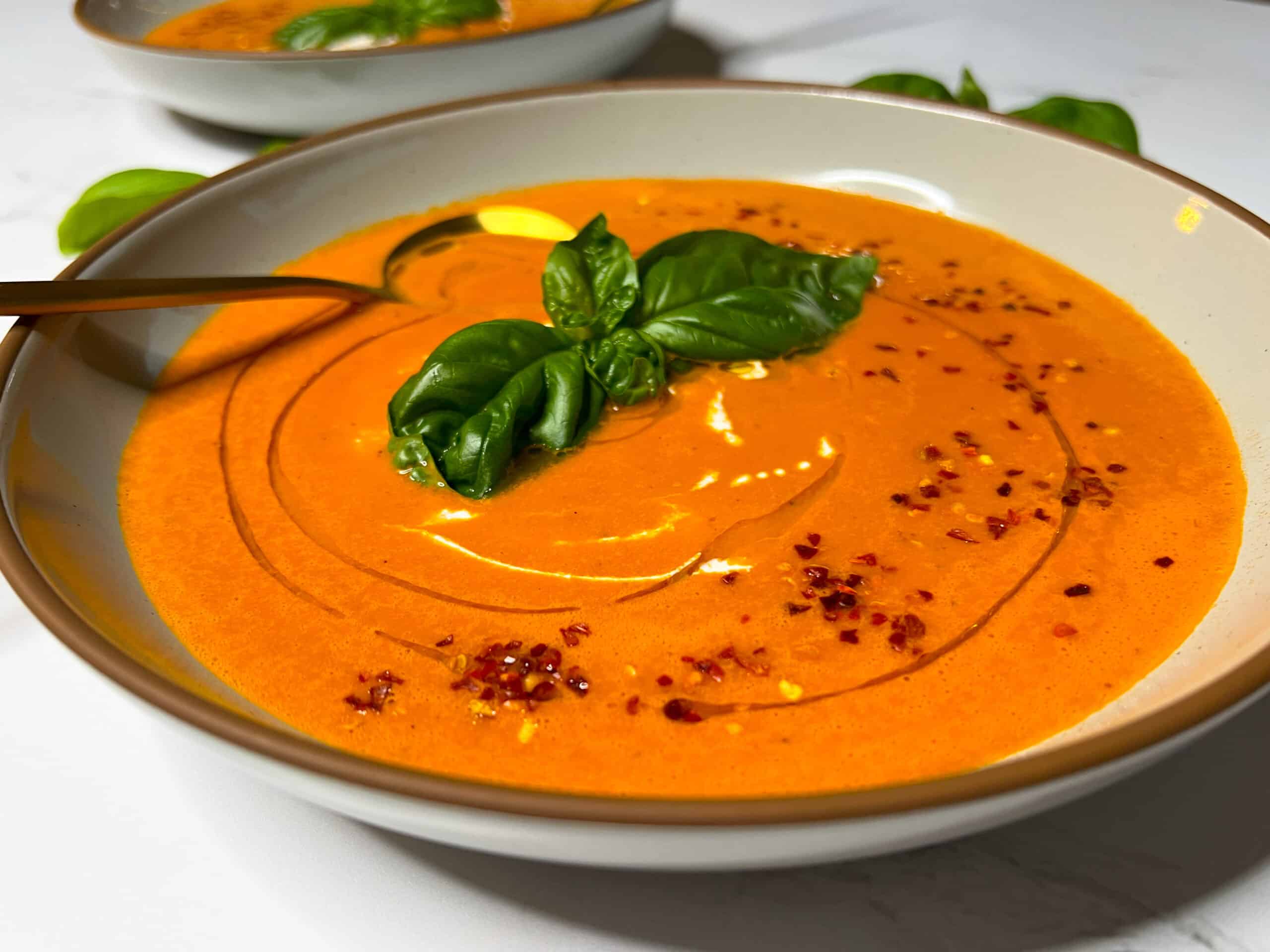 Tomato Basil Soup Side View