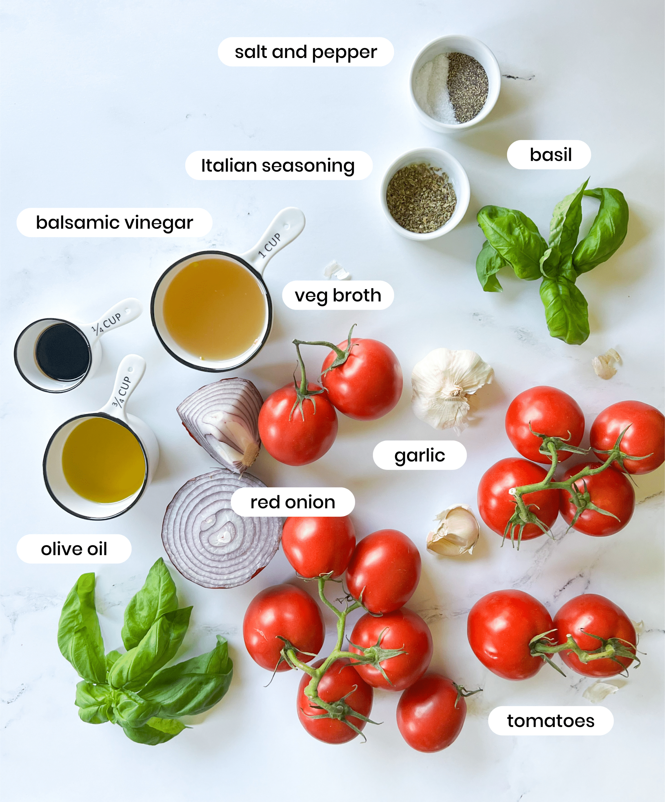 Ingredients for Tomato Basil Soup