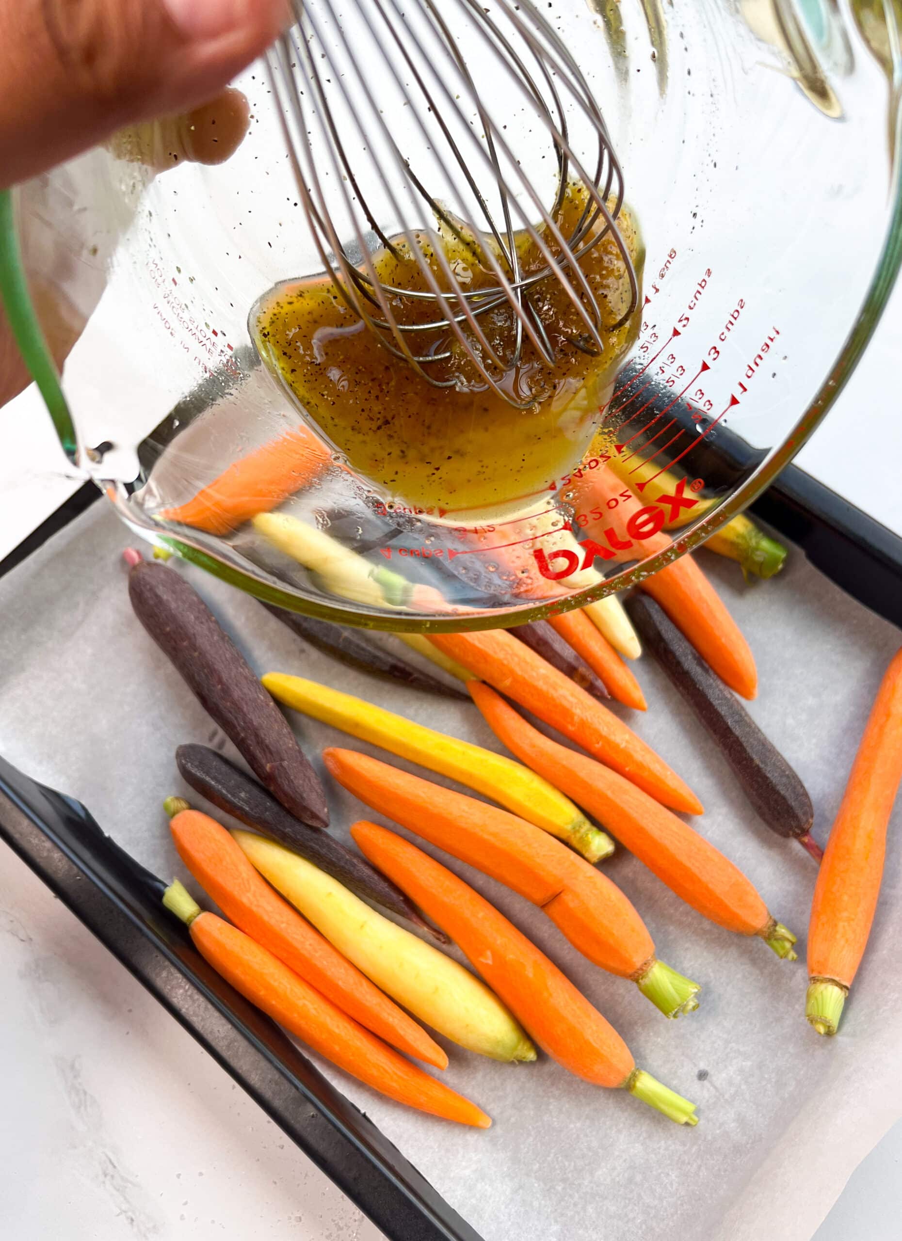 Pour marinade onto carrots