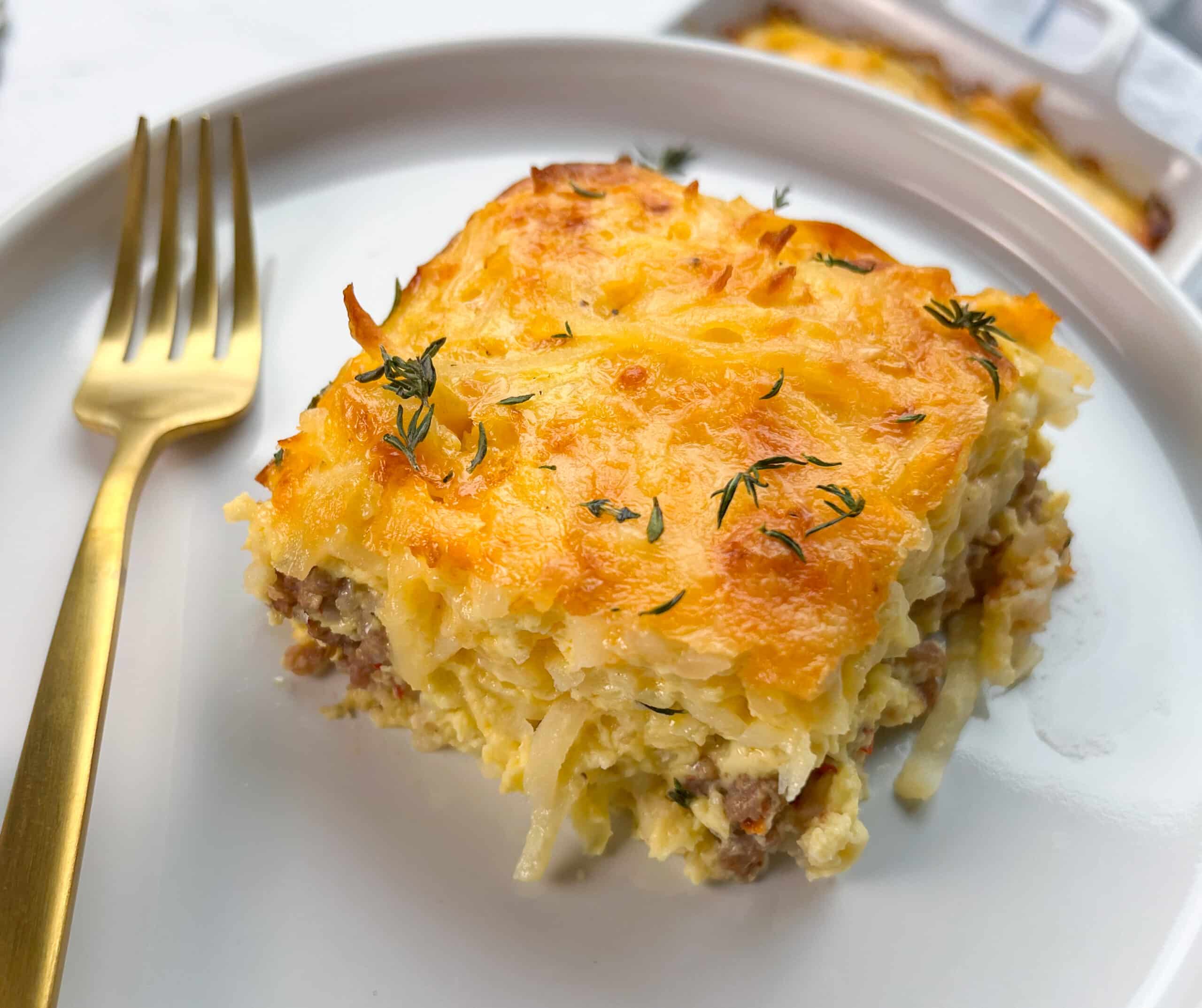 Slice of breakfast casserole