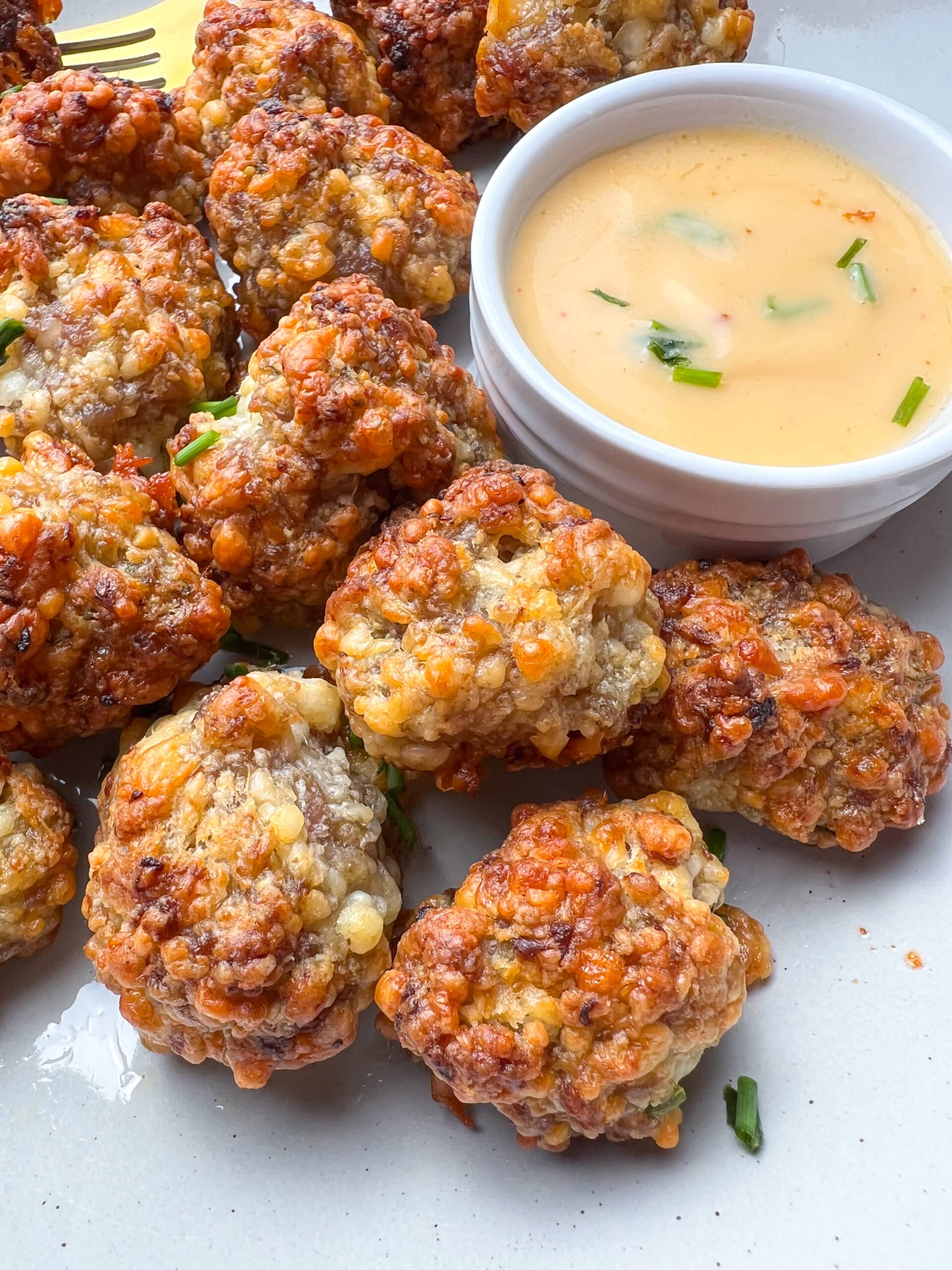 Sausage Balls with bisquick, close up