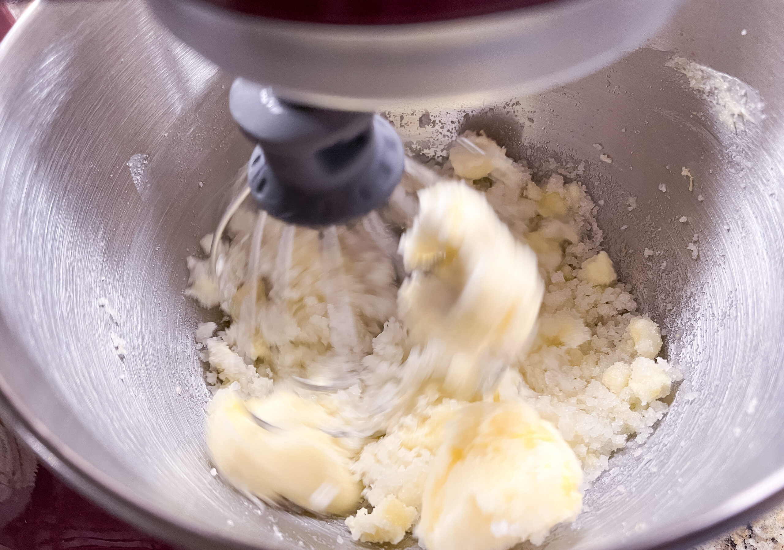 Stand mixer creaming butter and sugar