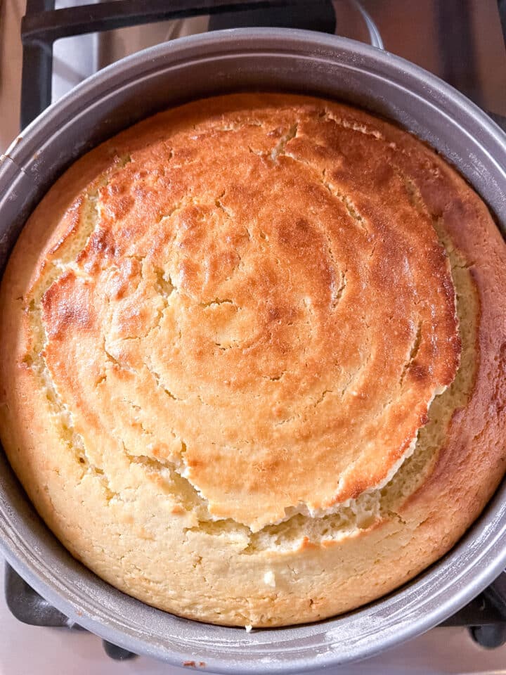 Limoncello Ricotta Cake, fresh from the oven