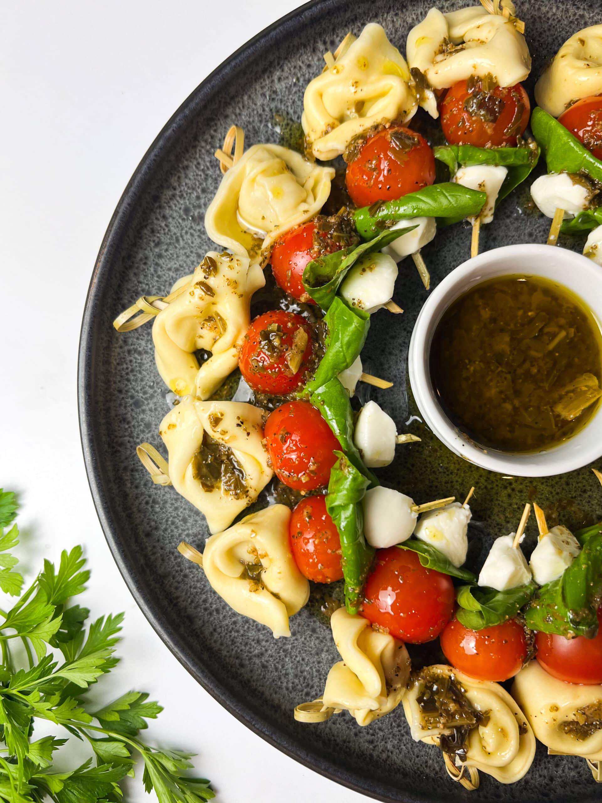 tortellini caprese skewers