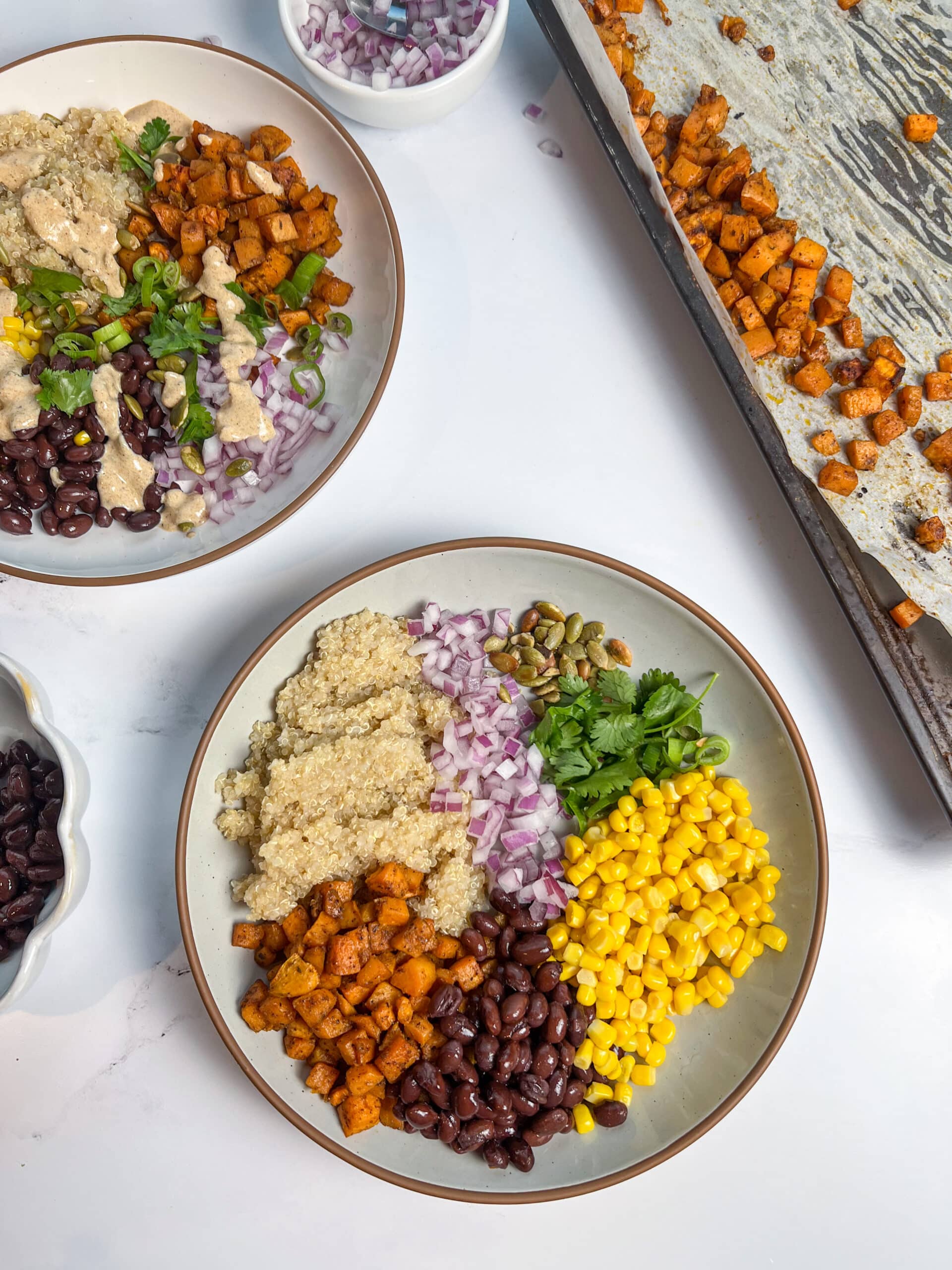 Sweet Potato and Black Bean Quinoa Bowls with no dressing