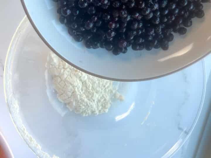 Blueberries about to be tossed in flour mixture