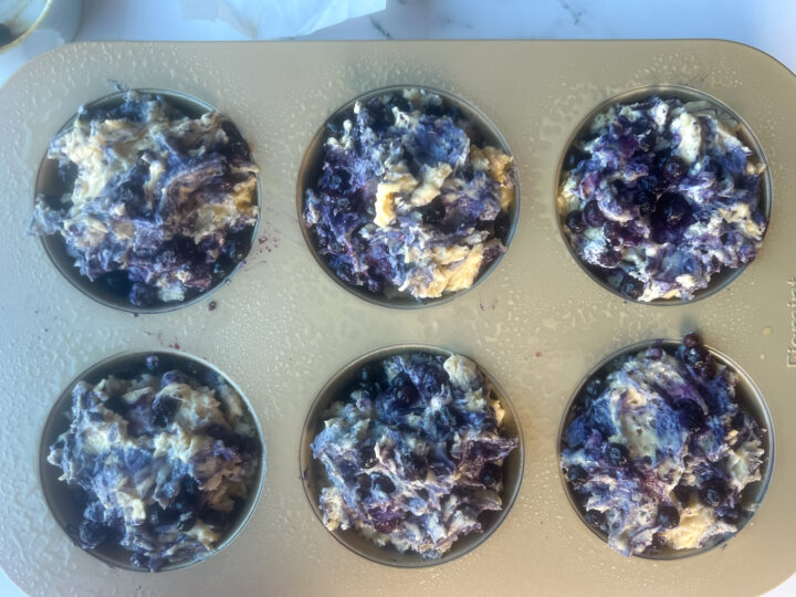 Muffin batter in jumbo muffin tin