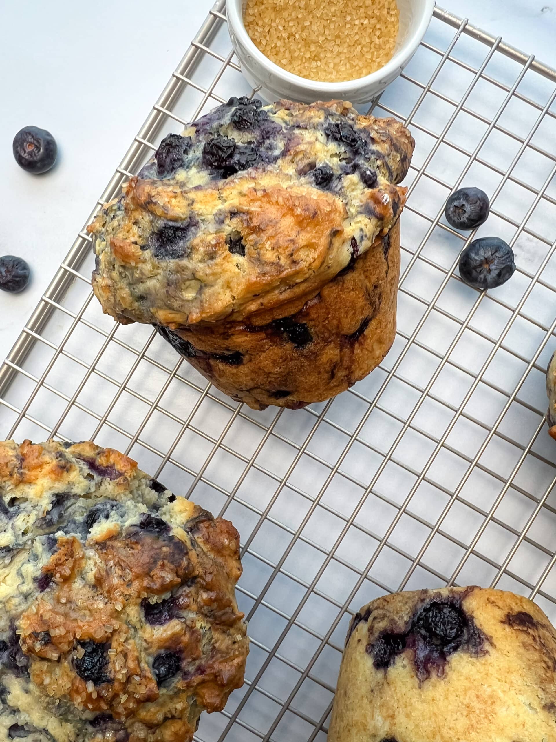 Bakery-style buttermilk blueberry muffins