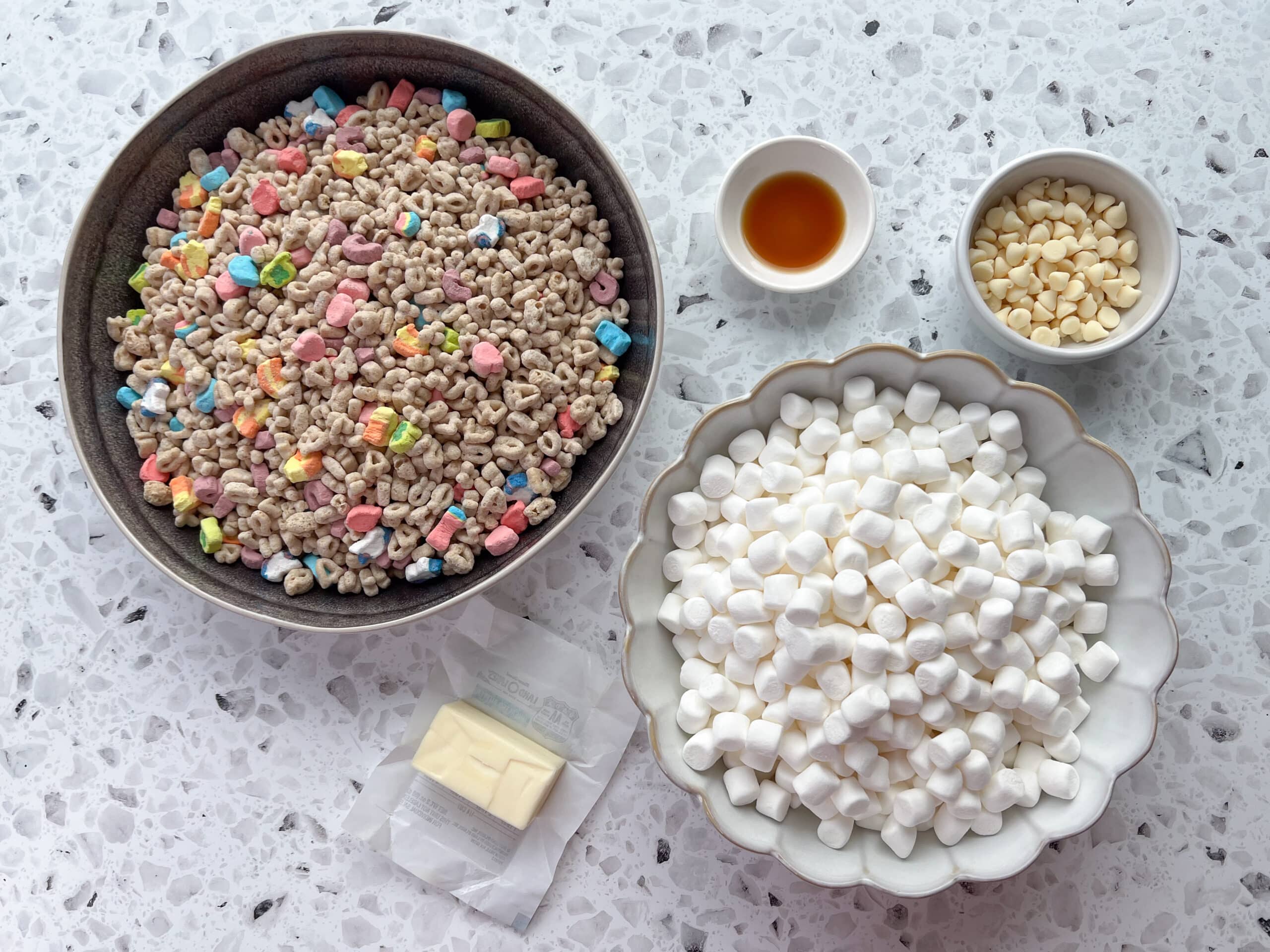 Ingredients for Lucky Charms Cereal Bar Recipe