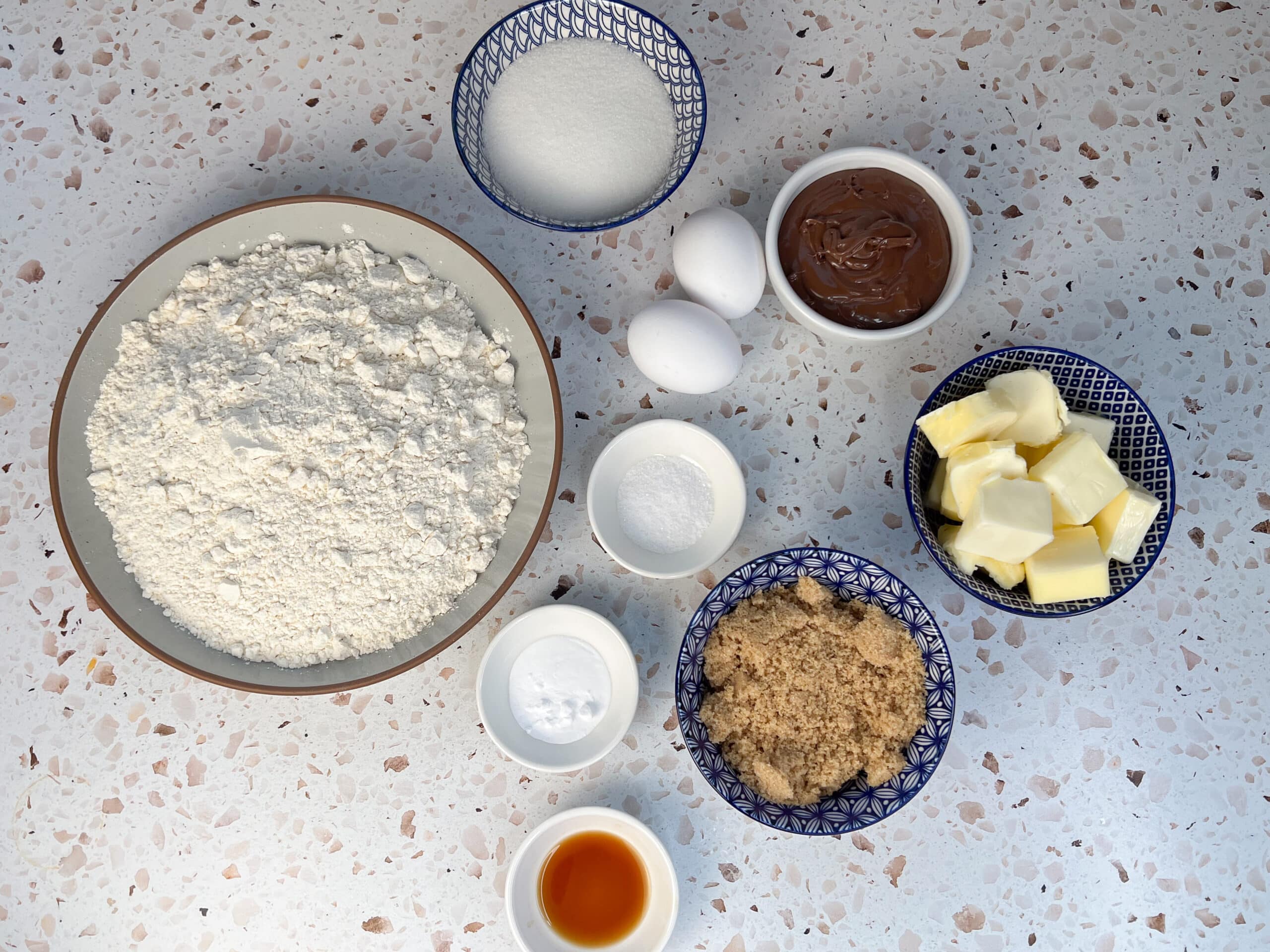 Ingredients to make Nutella Stuffed Cookies