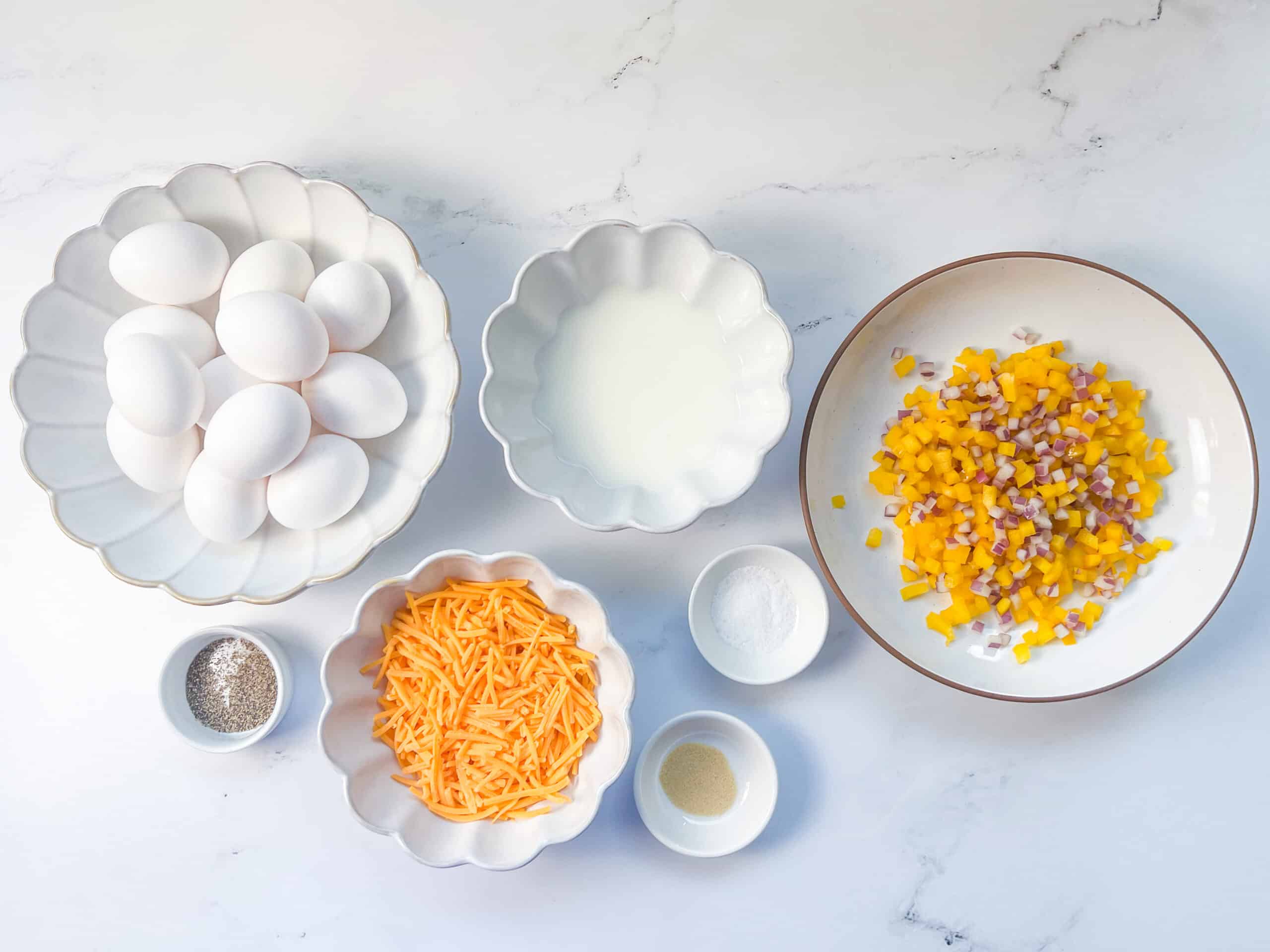 Ingredients to make sheet pan eggs